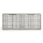 86" Reclaimed Pine Sideboard with Grid Pattern - Adjustable Shelves, Transitional Style