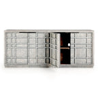 86" Reclaimed Pine Sideboard with Grid Pattern - Adjustable Shelves, Transitional Style