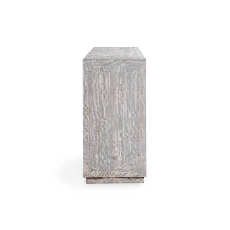 86" Reclaimed Pine Sideboard with Grid Pattern - Adjustable Shelves, Transitional Style