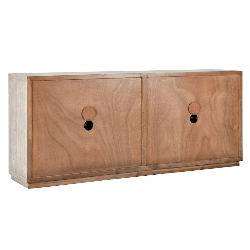 86" Reclaimed Pine Sideboard with Grid Pattern - Adjustable Shelves, Transitional Style