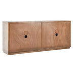 86" Reclaimed Pine Sideboard with Grid Pattern - Adjustable Shelves, Transitional Style
