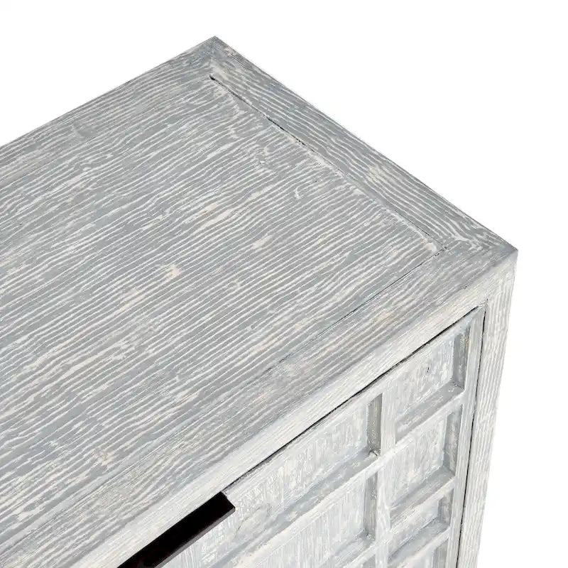 86" Reclaimed Pine Sideboard with Grid Pattern - Adjustable Shelves, Transitional Style