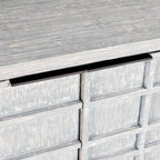 86" Reclaimed Pine Sideboard with Grid Pattern - Adjustable Shelves, Transitional Style