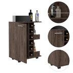 2-Shelf 6-Bottle Bar Cart with Division - Dark Walnut
