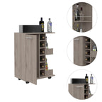 2-Shelf 6-Bottle Bar Cart with Division - Dark Walnut
