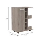 2-Shelf 6-Bottle Bar Cart with Division - Dark Walnut