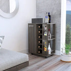 2-Shelf 6-Bottle Bar Cart with Division - Dark Walnut