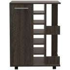 2-Shelf 6-Bottle Bar Cart with Division - Dark Walnut
