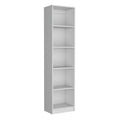 Slim 5-Tier Bookcase with White Finish - Office Storage