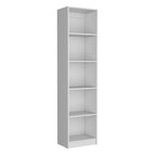 Slim 5-Tier Bookcase with White Finish - Office Storage