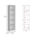 Slim 5-Tier Bookcase with White Finish - Office Storage