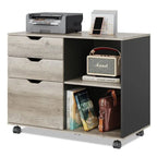 Wood File Cabinet, Mobile Lateral Filing Cabinet - 15.7D x 31.3W x 24.7H