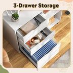 Wood File Cabinet, Mobile Lateral Filing Cabinet - 15.7D x 31.3W x 24.7H
