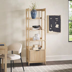 22" Narrow Bookshelf with Drawer - 5 Shelves, Reeded Front, MDF