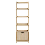 22" Narrow Bookshelf with Drawer - 5 Shelves, Reeded Front, MDF