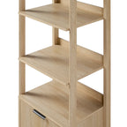22" Narrow Bookshelf with Drawer - 5 Shelves, Reeded Front, MDF