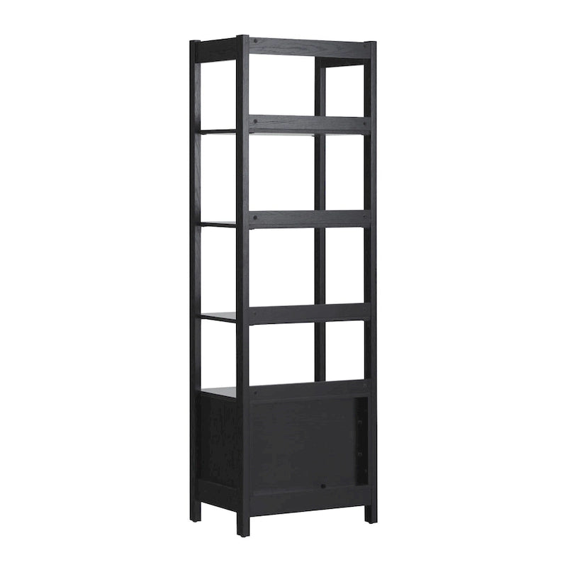 22" Narrow Bookshelf with Drawer - 5 Shelves, Reeded Front, MDF