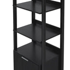 22" Narrow Bookshelf with Drawer - 5 Shelves, Reeded Front, MDF