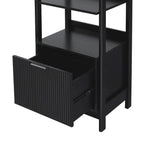 22" Narrow Bookshelf with Drawer - 5 Shelves, Reeded Front, MDF