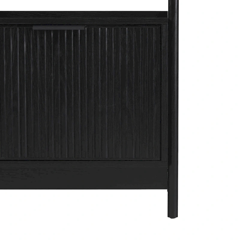 22" Narrow Bookshelf with Drawer - 5 Shelves, Reeded Front, MDF
