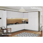 Modern White Gloss Kitchen Cabinet - 12Ft Wide, Soft-Close