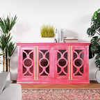 Maadze 71 4-Glass Door Kitchen Accent Buffet Sideboard Cabinet
