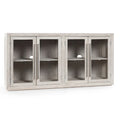 72" Whitewash Four Door Sideboard - Oak & Acacia Wood, Adjustable Shelves