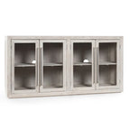 72" Whitewash Four Door Sideboard - Oak & Acacia Wood, Adjustable Shelves