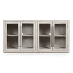 72" Whitewash Four Door Sideboard - Oak & Acacia Wood, Adjustable Shelves