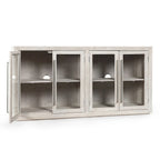 72" Whitewash Four Door Sideboard - Oak & Acacia Wood, Adjustable Shelves