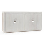 72" Whitewash Four Door Sideboard - Oak & Acacia Wood, Adjustable Shelves