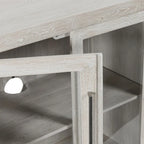 72" Whitewash Four Door Sideboard - Oak & Acacia Wood, Adjustable Shelves