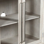 72" Whitewash Four Door Sideboard - Oak & Acacia Wood, Adjustable Shelves