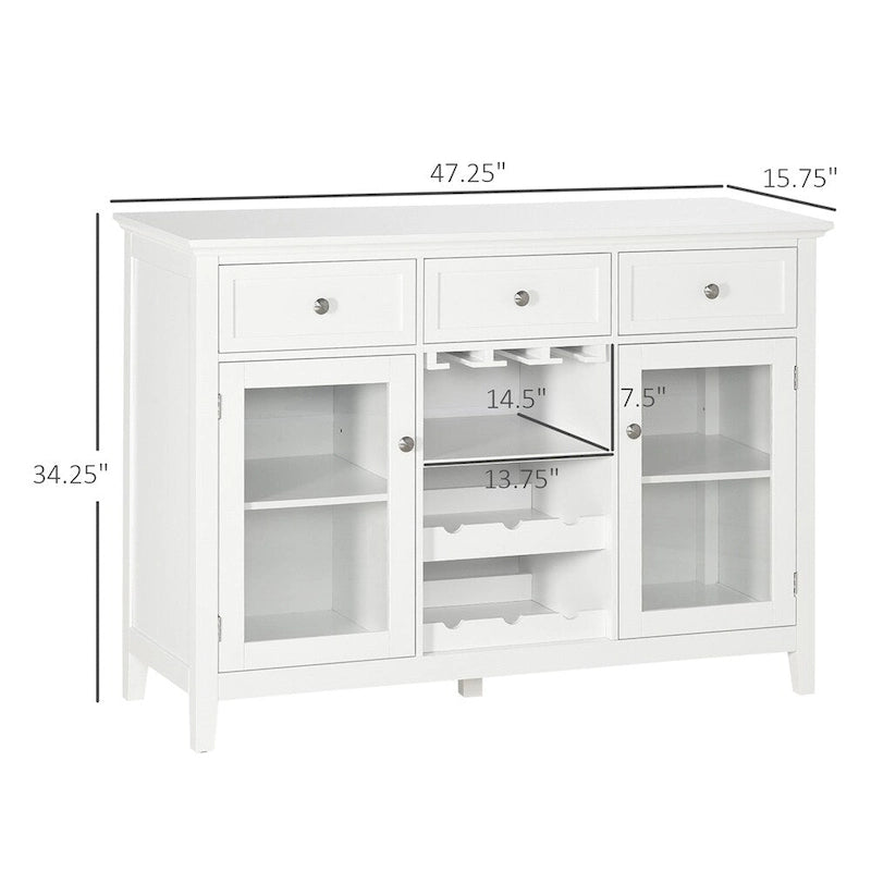 Coffee Bar Cabinet w/Drawers,Wine Rack,Stemware Racks,Buffet Cabinet