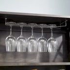 Coffee Bar Cabinet with Microwave Stand, Metal Frame & Barn Design