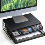 Wood Monitor Riser with Drawers