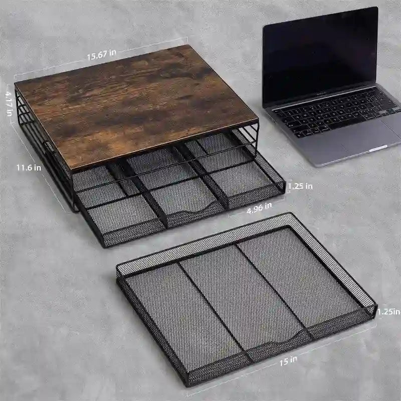 Wood Monitor Riser with Drawers