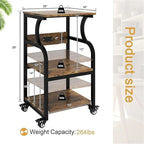 3 Tier Printer Stand,Printer Table with Adjustable Storage Shelf - 19.7 x 15.7 x 29.5 inches