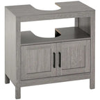 Pedestal Sink Storage Cabinet, Bathroom Under Sink Cabinet with 2 Doors and Open Shelf, Bathroom Vanity, Gray
