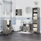 Pedestal Sink Storage Cabinet, Bathroom Under Sink Cabinet with 2 Doors and Open Shelf, Bathroom Vanity, Gray
