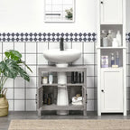 Pedestal Sink Storage Cabinet, Bathroom Under Sink Cabinet with 2 Doors and Open Shelf, Bathroom Vanity, Gray