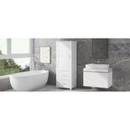 Tall Bathroom Storage Cabinet with Two Drawers and Adjustable Shelf