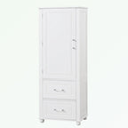 Tall Bathroom Storage Cabinet with Two Drawers and Adjustable Shelf