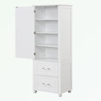 Tall Bathroom Storage Cabinet with Two Drawers and Adjustable Shelf