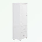 Tall Bathroom Storage Cabinet with Two Drawers and Adjustable Shelf