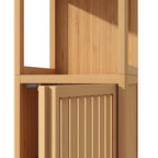 Bathroom Multifunctional Bamboo Storage Cabinet with 2 Open Shelves