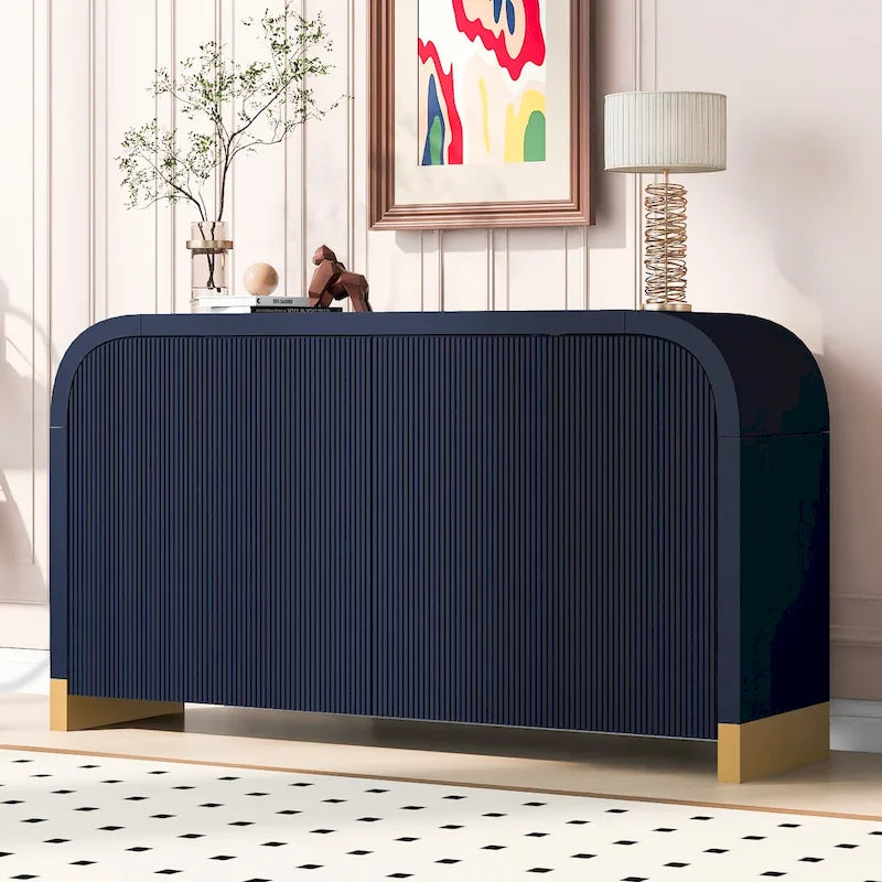 4-door Cabinet with Adjustable Shelves for Living Room