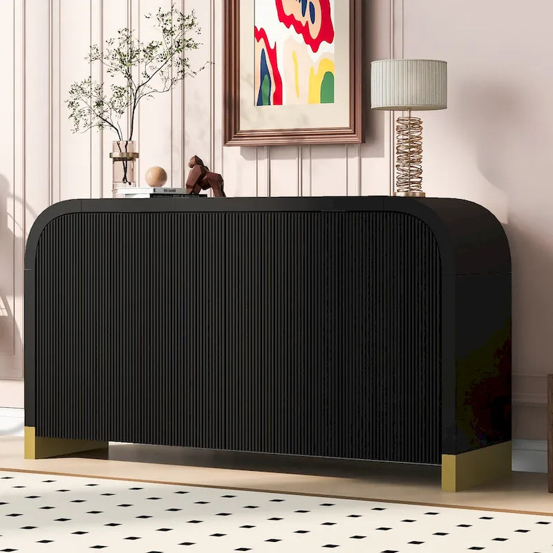 4-door Cabinet with Adjustable Shelves for Living Room