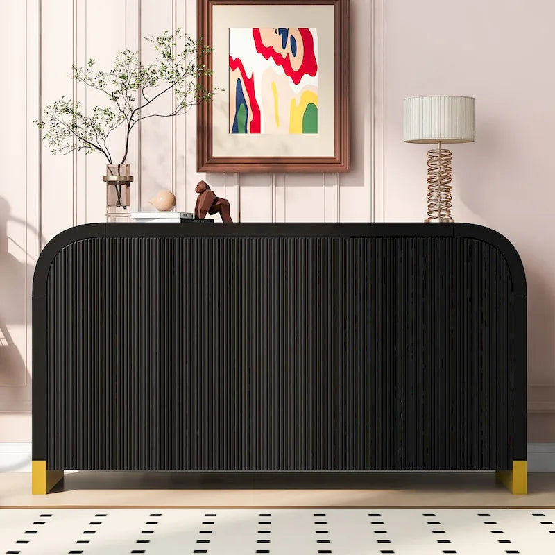 4-door Cabinet with Adjustable Shelves for Living Room