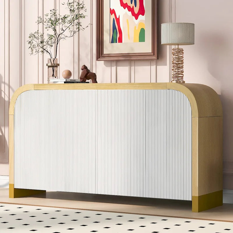 4-door Cabinet with Adjustable Shelves for Living Room